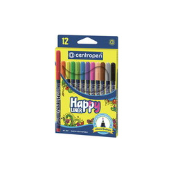 Ручки капиллярные (линеры) CENTROPEN Happy Liner  12 цветов линия письма 0 3 мм (2521/12)