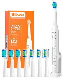 Электрическая зубная щетка Bitvae D2 Daily Toothbrush (подставка + 8 насадок)  (D2) GLOBAL белая
