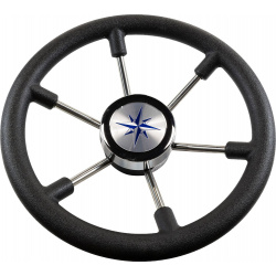 Рулевое колесо LEADER PLAST черный обод серебряные спицы д  330 мм VN8330 01