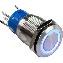 Кнопка с фиксацией  подсветка синяя 12 В PB4212TLB