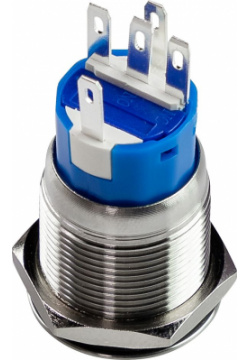 Кнопка с фиксацией  подсветка синяя 12 В PB4212TLB