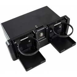Ящик для мелочей врезной  с замком и складным подстаканником черный C12201