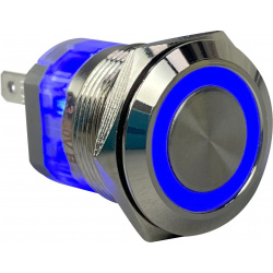 Кнопка с фиксацией  подсветка синяя 12 В д 22мм SXC00008