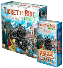Набор настольных игр Hobby World 721502 "Ticket to Ride: Европа + дополнение Европа: 1912"