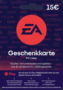 EA Gift Card €15 (для PC/EA Play) Electronic Arts 124521