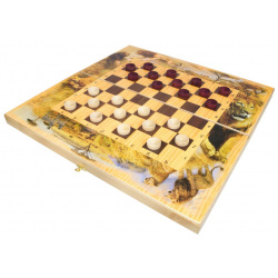 Настольная игра ИП Фотьев sh 021 Набор классических игр "Сафари": Шахматы  шашки и нарды (500x250x55)