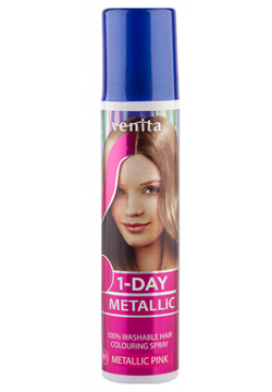 Спрей для волос оттеночный VENITA 1 DAY METALLIC тон Pink розовый металлик 50 мл 