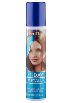 Спрей для волос оттеночный VENITA 1 DAY METALLIC тон Blue голубой металлик 50 мл С