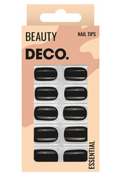 Набор накладных ногтей с клеевыми стикерами DECO  ESSENTIAL black side 24 шт + клеевые стикеры