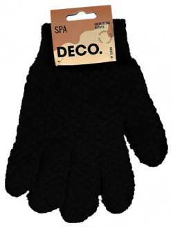 Мочалка перчатки для душа DECO  отшелушивающие из бамбукового волокна черные 2 шт