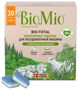 Таблетки для посудомоечных машин BIOMIO с маслом эвкалипта 30 шт 