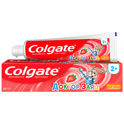 Паста зубная детская COLGATE ДОКТОР ЗАЯЦ со вкусом клубники от 2 до 12 лет 50 мл 