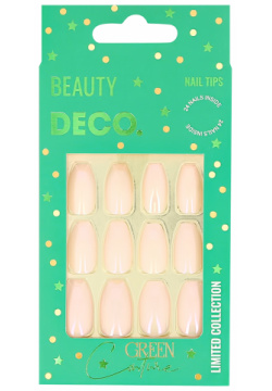 Набор накладных ногтей DECO  GREEN COUTURE vanilla souffle 24 шт + клеевые стикеры