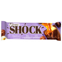 Батончик глазированный FITNES SHOCK Шоколад фундук с карамелью 50 г 