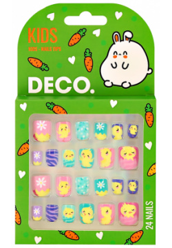 Набор детских накладных ногтей DECO  KIDS самоклеящиеся chick 24 шт
