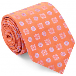 Шелковый галстук с узором ISAIA  CRV007/12 Оранжевый квадрат из