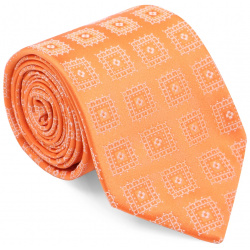 Шелковый галстук с узором ISAIA  CRV007/12 Оранжевый из гладкого шелка