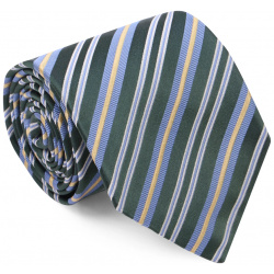 Шелковый галстук в полоску ISAIA  CVD0203 CRV007 Зеленый из фактурного