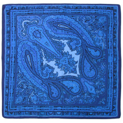 Шелковый платок с принтом ETRO  1t199/4049/узор голубой Нагрудный паше