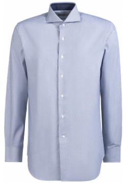 Хлопковая рубашка CANALI  GD00633/301/7B9 Синий/гусиная лапка M/F