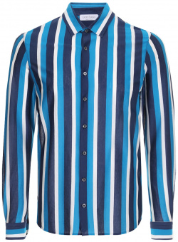 Рубашка Slim Fit хлопковая GRAN  SASSO 71900/60125 Синяя из хлопка в