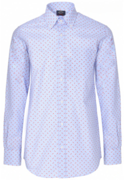 Рубашка хлопковая regular fit PAUL & SHARK  P20P3268/100 Голубая с мелким