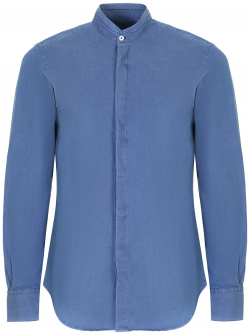 Рубашка хлопковая slim fit CANALI  GL00952/301/L7C3 Синяя из