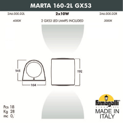 Фасадный светильник Fumagalli MARTA 160 2L 2A6 000 LXD2L
