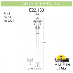 Парковый светильник Fumagalli ALOE R/SABA K22 163 000 WXF1R 