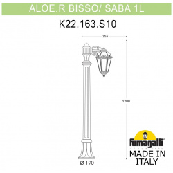 Парковый светильник Fumagalli ALOE BISSO/SABA 1L K22 163 S10 WYF1R Садовые
