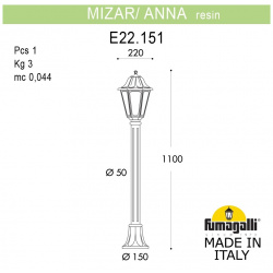 Ландшафтный светильник Fumagalli MIZAR R/ANNA E22 151 000 WXF1R