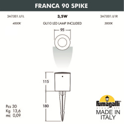 Грунтовый светильник Fumagalli FRANCA 90 SPIKE 3A7 001 000 LXU1L