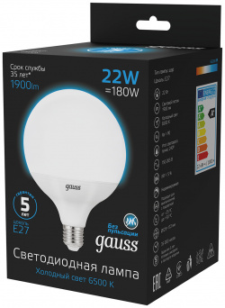 Светодиодная лампа Gauss G125 22W 1840Lm 6500K E27 105102322