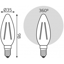 Светодиодная филаментная лампа Gauss Свеча 13W 1100Lm 2700K E14 103801113