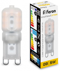 Светодиодная лампа Feron 5W 400Lm 2700K G9 25636 