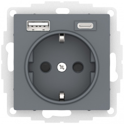 Розетка с/з со шторками + USB Systeme Electric ATLAS DESIGN ATN000732 