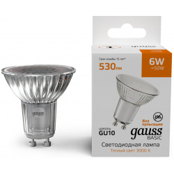 Светодиодная лампа Gauss BASIC Софит 6W 530Lm 3000K GU10 10106162 