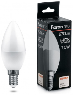 Светодиодная лампа Feron LB 1307 Свеча 7 5W 670Lm 6400K E14 38055 