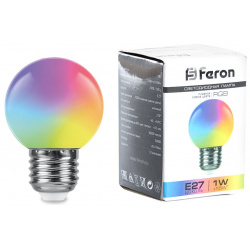 Светодиодная лампа Feron LB 37 Шар 1W МультиколорK E27 38116 
