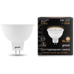Светодиодная лампа Gauss Софит 5W 500Lm 3000K GU5 3 201505105 
