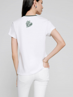 Джемпер женский Conte ⭐️  Белая футболка с сияющей вышивкой LD 1107