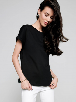 Джемпер женский Conte ⭐️  Хлопковая футболка женская с манжетами LD 1118 черного цвета