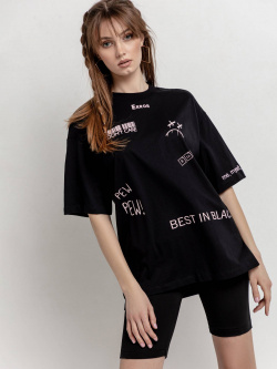 Джемпер женский Conte ⭐️  Oversize футболка с разрезами по бокам «Error» LD 1678