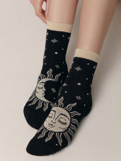 Носки женские Conte ⭐️  Хлопковые с рисунками "Sun&Moon"
