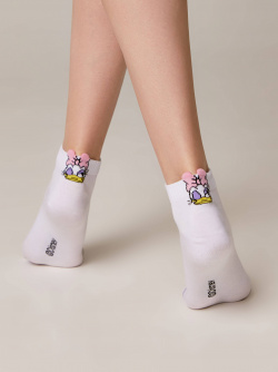 Носки женские Conte ⭐️  Короткие хлопковые с рисунками ©Disney и пикотом «язычком»