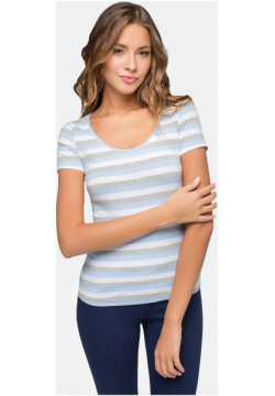 Джемпер женский Conte ⭐️  Хлопковая футболка в полоску LD 632 Облегающий