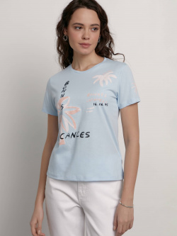 Джемпер женский Conte ⭐️  Базовая футболка из хлопка с рисунком «Vacances» LD 2124