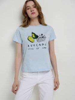 Джемпер женский Conte ⭐️  Базовая футболка из хлопка с рисунком «Avocado» LD 2132