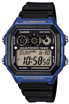 Японские наручные  мужские часы Casio AE 1300WH 2A Коллекция Digital 12/24
