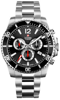 Швейцарские наручные  мужские часы Le Temps LT1044 01BS01 Коллекция Swiss Naval Patrol Chronograph